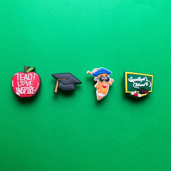 Back to School Crocs Shoe Charms Set of 14 - jibbitz Charms Graduation - Picture 3 of 7